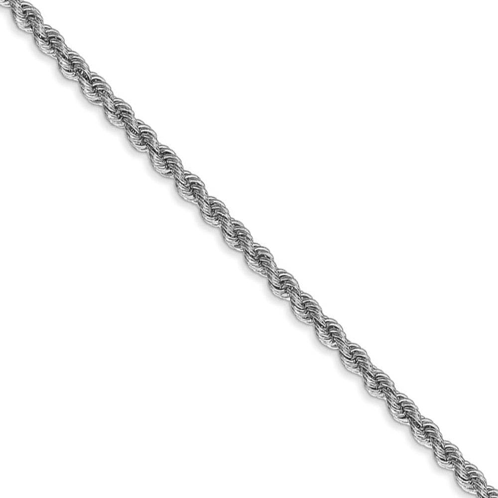 14k White Gold Handmade Rope Chain Necklace 2.5mm - Elegant Jewelry for Women
