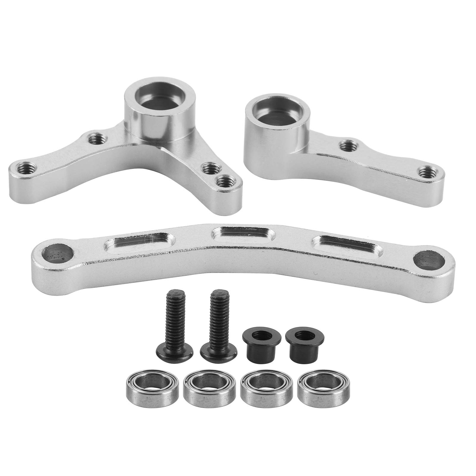 Drfeify Aluminum Alloy RC Steering Components Set - Compatible with REDCAT 1/10 XTE Remote Control Car (Silver) | High-Performance Steering Servo Saver Assembly for Off-Road RC Racing & Crawling