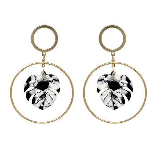 Stylish Black Acetate Leaf Earrings for Women - Elegant Dangle Drop Earrings for Party, Wedding & Everyday Wear