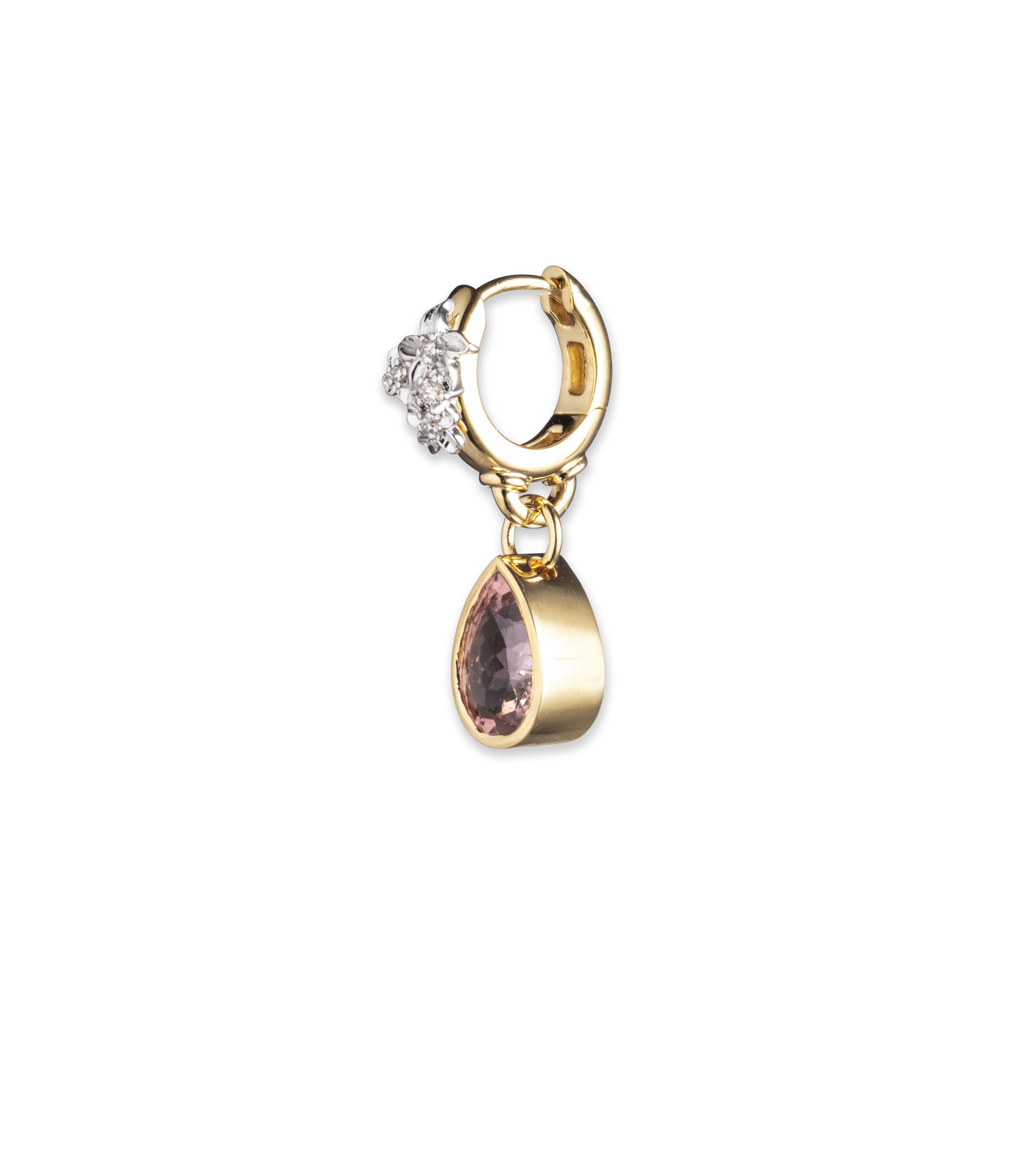 1.0ct Pink Tourmaline Gemstone Hoop Earrings in 14K Mixed Gold - Elegant Dangle Earrings for Women, Perfect for Weddings, Parties & Everyday Wear