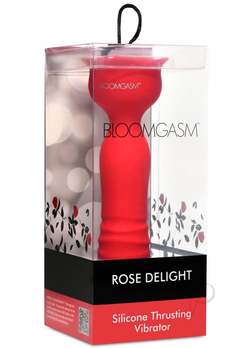 Bloomgasm Rose Delight Rechargeable Silicone Thrusting Vibrator - Powerful G-Spot Stimulator for Women, Waterproof Adult Toy with 10 Vibration Modes (Red) - Perfect for Couples Play & Solo Pleasure