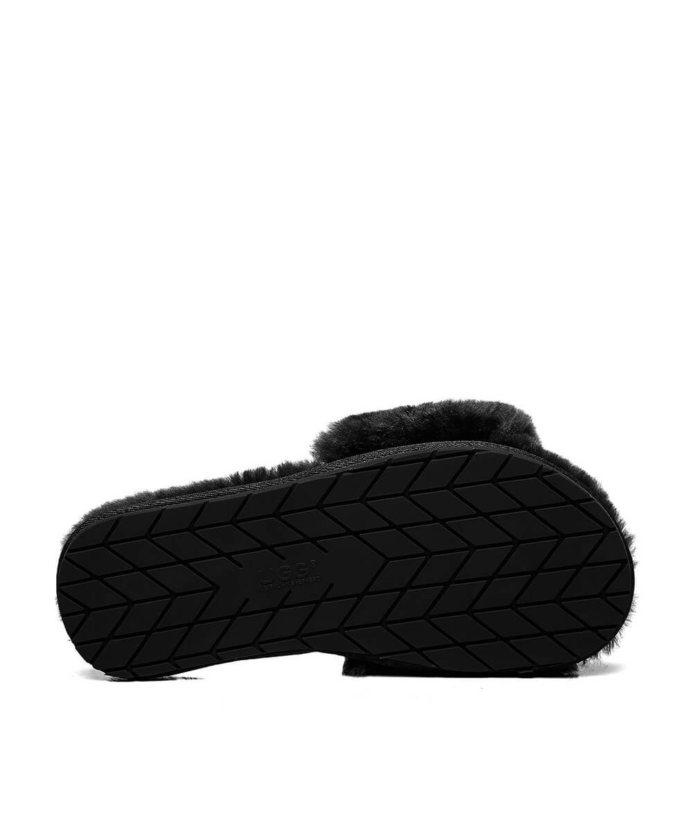 Women's UGG Flossy Slippers - Cozy Indoor/Outdoor House Shoes with Soft Fleece Lining for Winter Comfort - Perfect for Lounging at Home, Running Errands & Travel