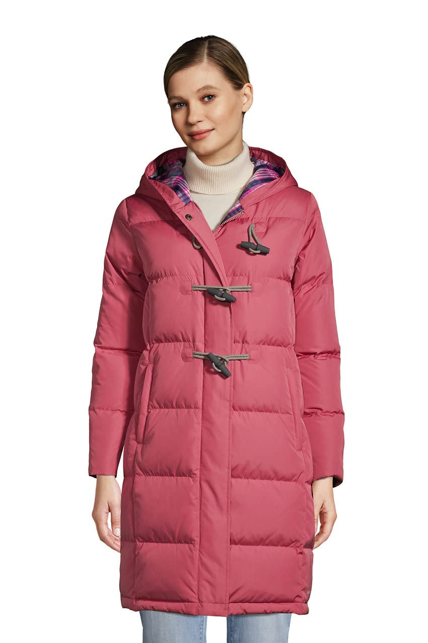 Lands' End Women's Duffle Down Coat - Warm Winter Jacket with Hood, Water-Resistant, Lightweight Puffer Coat for Cold Weather - Perfect for Snowboarding, Skiing & Daily Commute