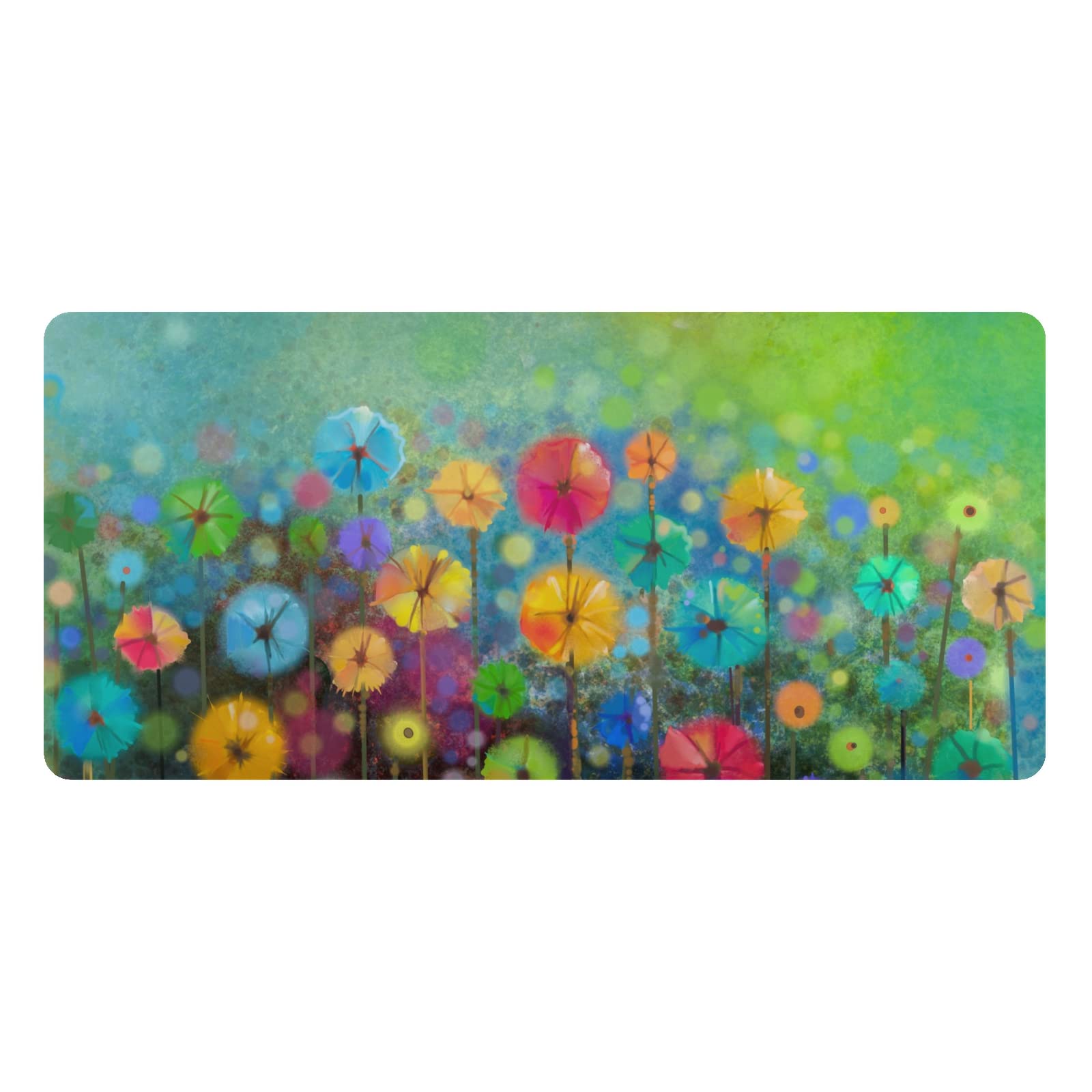 Spring Floral Leather Desk Pad - Dual Sided Waterproof Large Mouse Pad & Keyboard Mat (16.5x35.4in) for Office, Home & Gaming - Perfect for Workstations, Writing & Computer Use