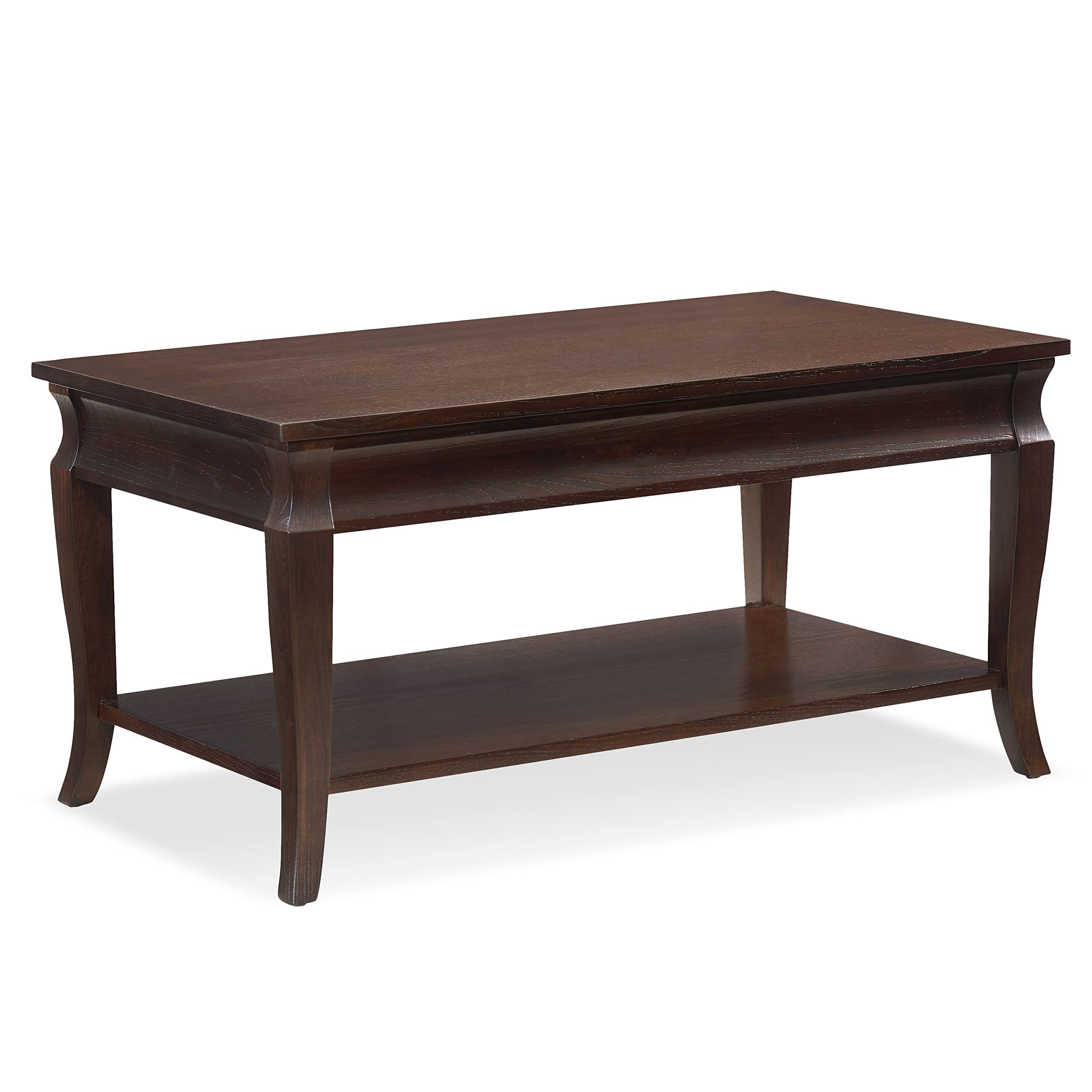 Leick Home Luna Condo/Apartment Coffee Table - Chocolate Oak Finish Modern Small Space Living Room Furniture for Apartments, Studios & Tiny Homes