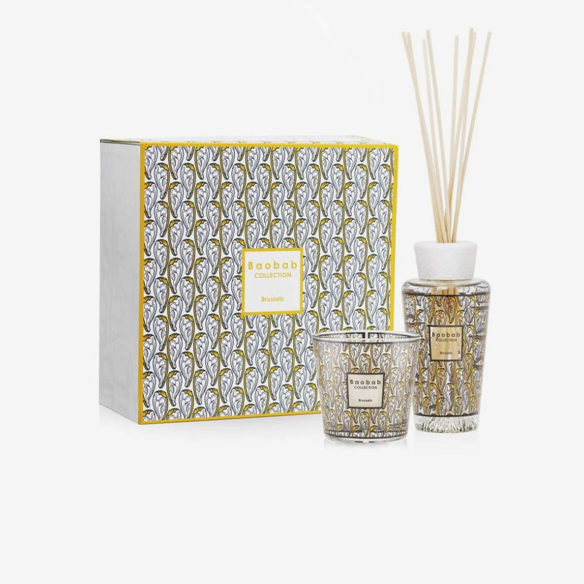 Baobab Collection My First Baobab Brussels Candle & Diffuser Gift Set - Luxury Home Fragrance for Living Room, Bedroom & Office Decor