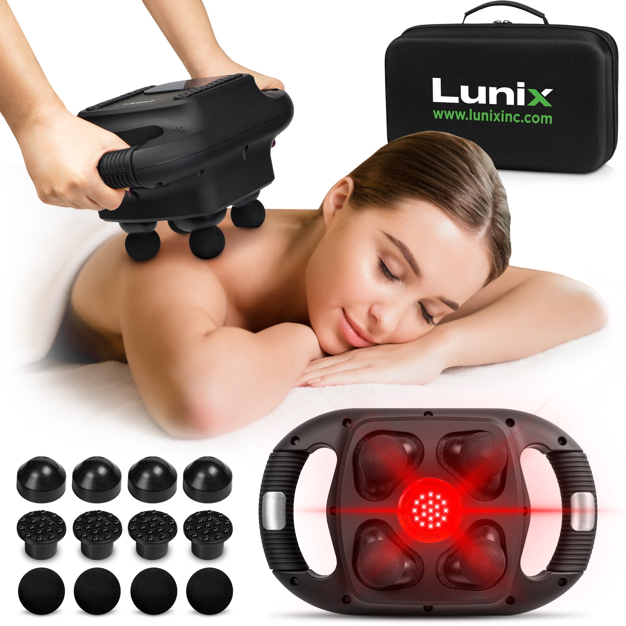 LX25 4 Head Professional Deep Tissue Massager for Neck, Back & Shoulder Pain Relief - Electric Muscle Massage Therapy for Home, Office & Gym Use