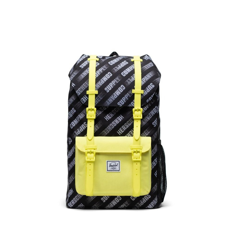 Herschel Little America Youth Backpack - Black/Highlight | Water-Resistant Travel & School Backpack for Teens | Perfect for Daily Use, Hiking & Outdoor Adventures