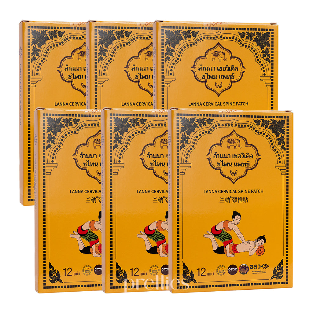 LANNA Cervical Spine Neck Pain Relief Patch - 12pcs x 6 Boxes (72 Patches Total) for Neck Pain, Stiffness & Muscle Relaxation - Perfect for Office Workers, Gamers & Post-Workout Recovery