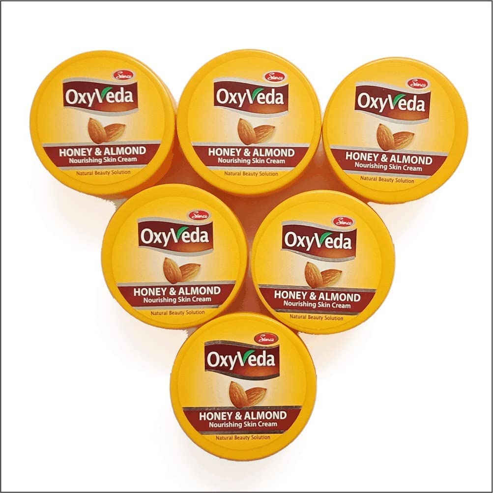 Simco Oxyveda Honey & Almond Skin Cream - 80ml (Pack of 6) | Moisturizing & Nourishing Face & Body Cream for Dry Skin | Perfect for Daily Skincare Routine & Gift Sets