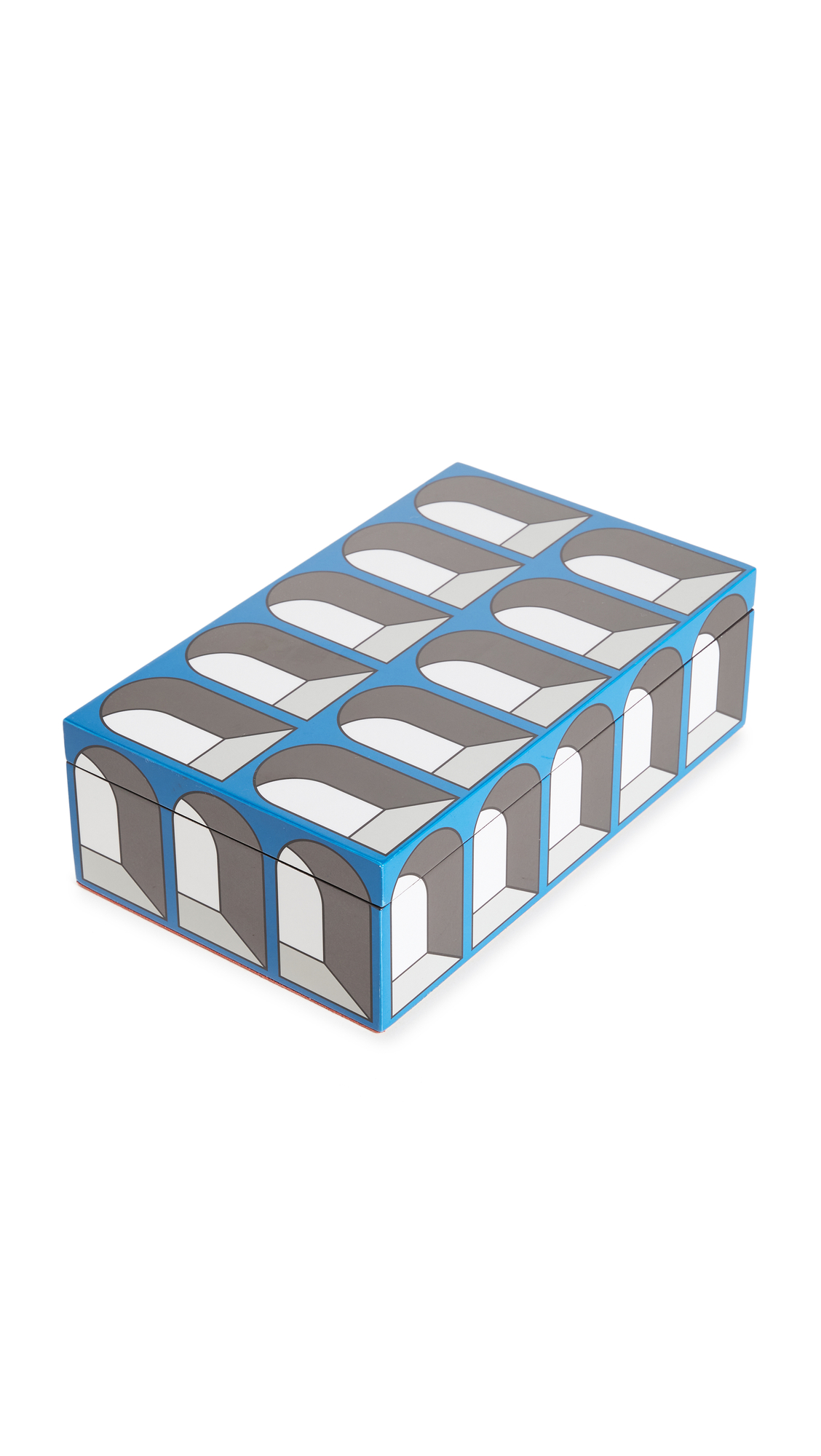 Jonathan Adler Medium Arcade Lacquer Box - Blue Decorative Storage Box for Jewelry, Keys & Keepsakes | Home Office & Vanity Organizer