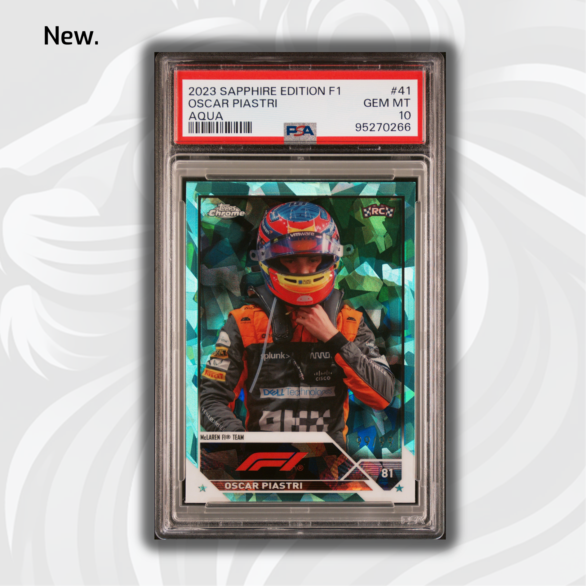 2023 Topps Chrome F1 Oscar Piastri #41 Aqua Sapphire PSA 10 Rookie Card 99/99 - Perfect for F1 Collectors, Racing Memorabilia Displays, and Sports Card Investments