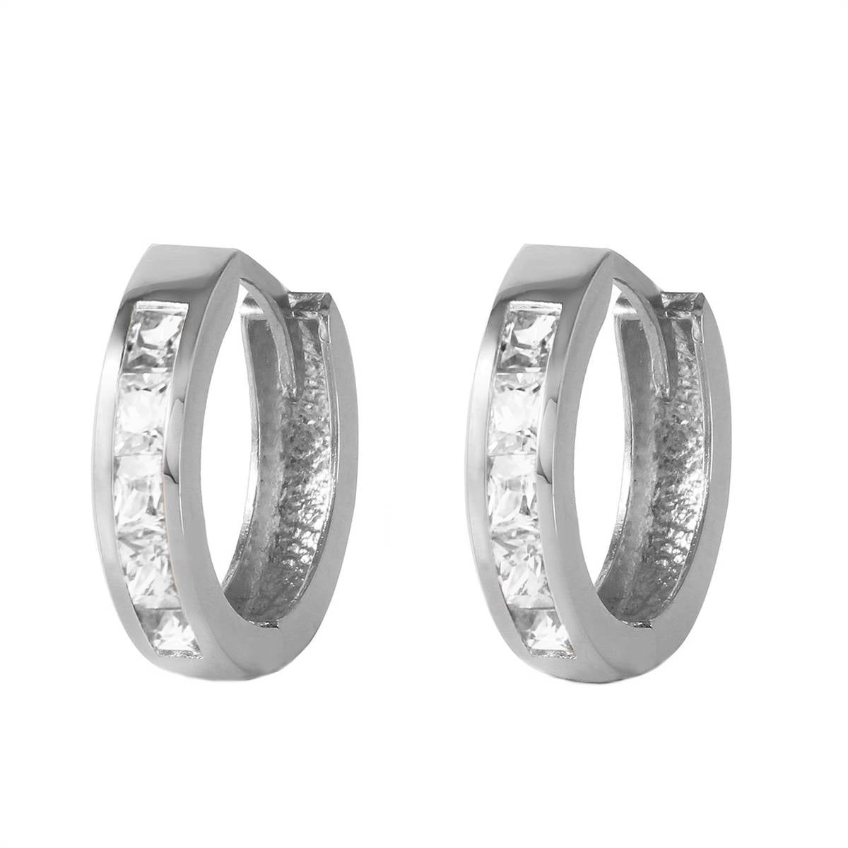 1.1 Carat 14K Solid White Gold Cubic Zirconia Hoop Earrings for Women | Elegant CZ Stud Earrings | Perfect for Weddings, Parties & Everyday Wear