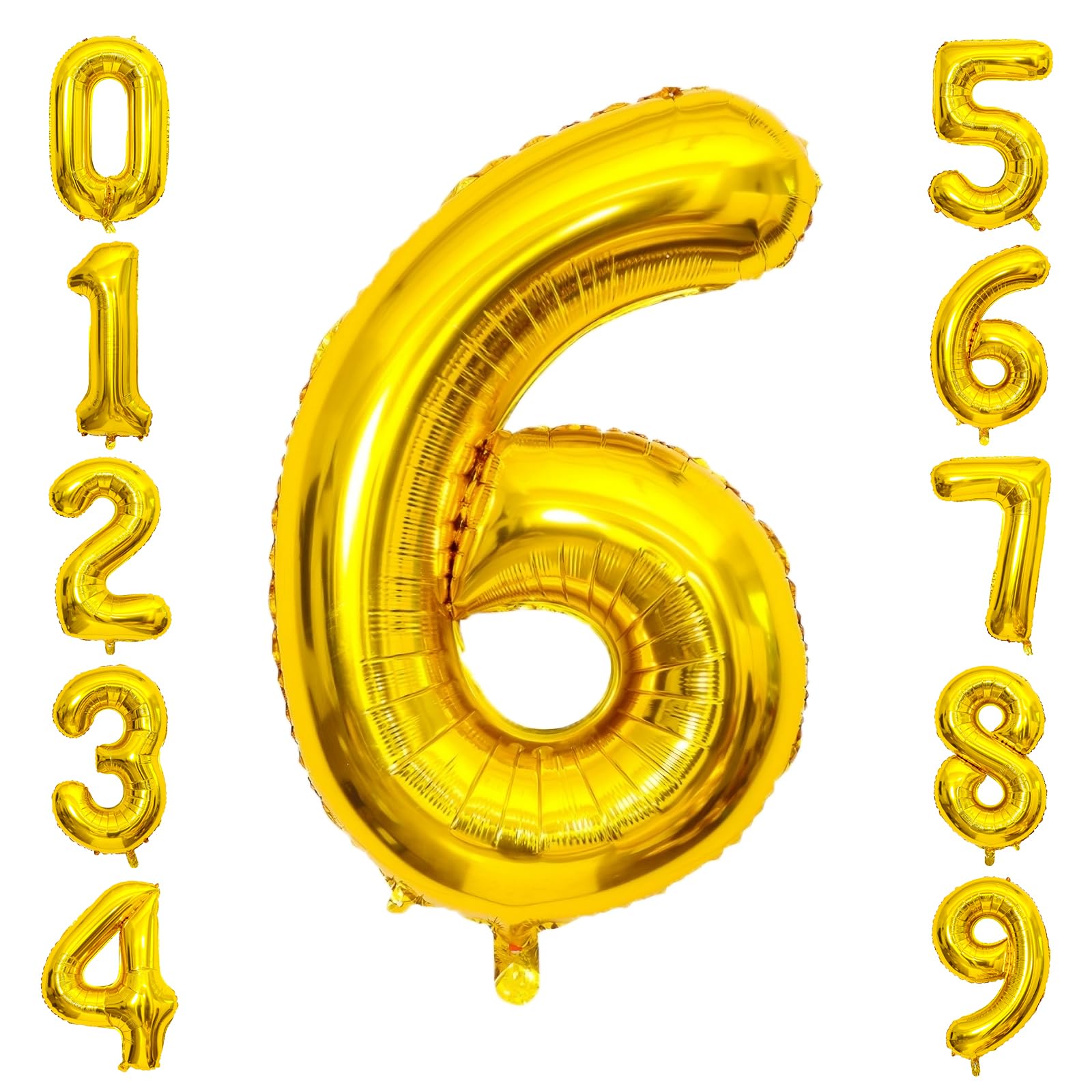 40 Inch Gold Number 6 Balloon - Helium Mylar Foil Birthday Decorations for Kids, 6th Birthday Party, Anniversary & Special Events - Perfect for Indoor & Outdoor Celebrations