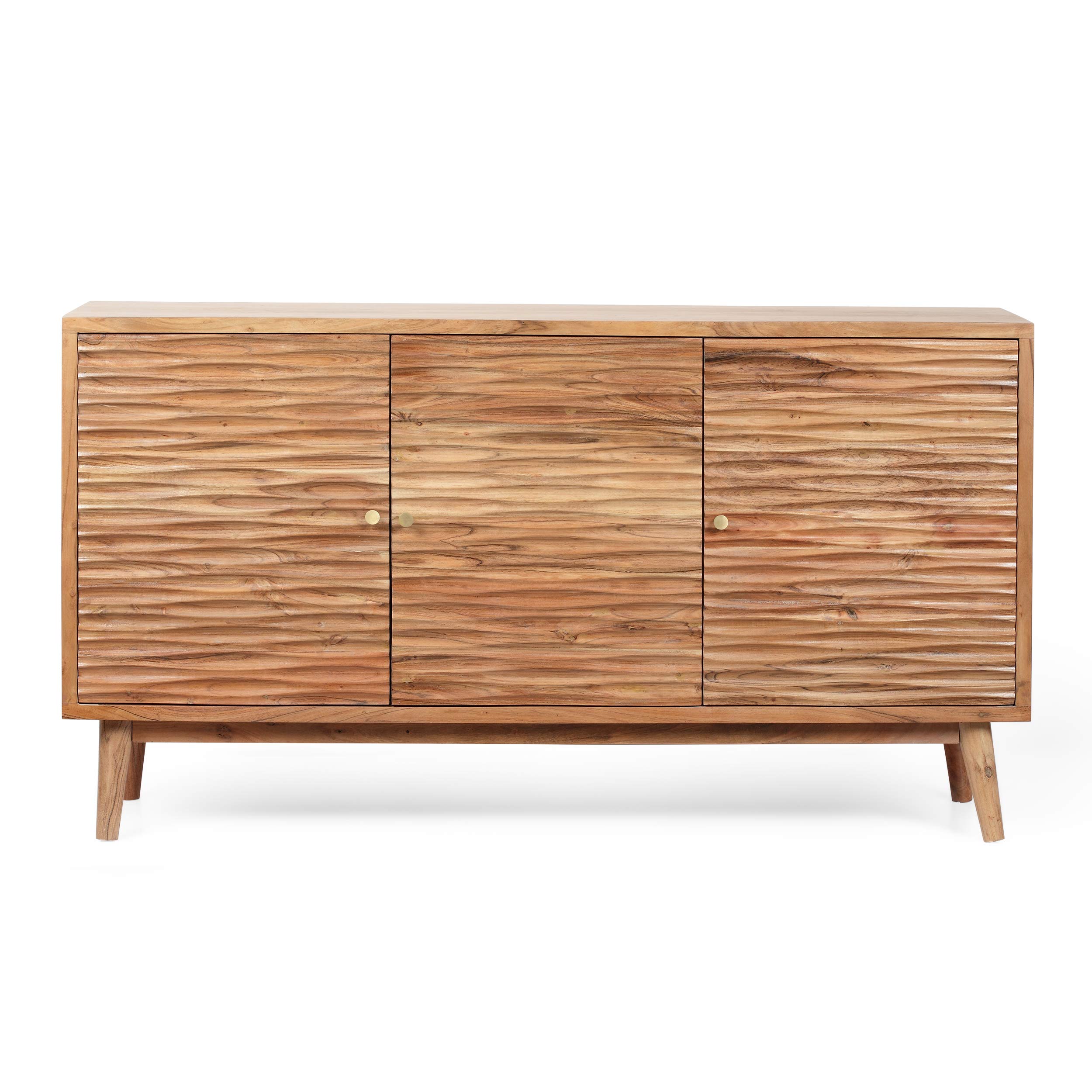 Christopher Knight Home Warrenton Sideboard - Natural Wood Buffet Cabinet for Dining Room, Living Room Storage & Entryway Organization