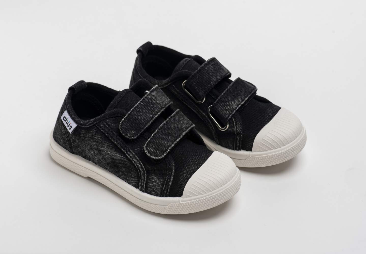CHÜS Blake Black Velcro Double Strap Sneakers for Kids - Comfortable Unisex Shoes for Toddler Boys & Girls - Perfect for School, Playtime & Everyday Wear