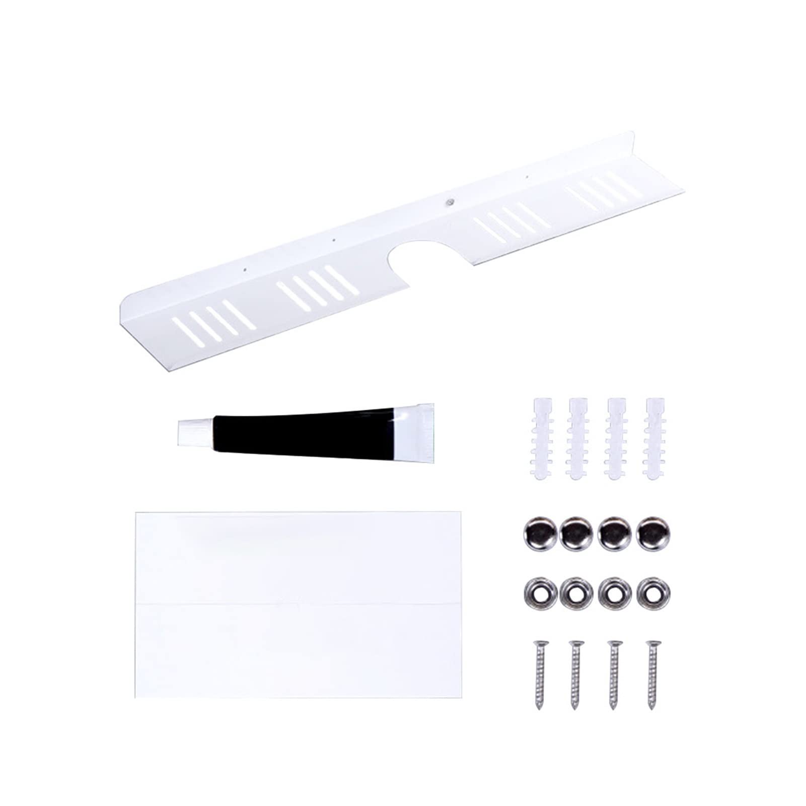 YFJLOVE Multifunctional Stainless Steel Bathroom Shelf - Wall Mounted Shower Storage Rack with Groove Design, No Perforation Needed - Perfect for Kitchen & Bathroom Organization (White, Size A) - Ideal for Storing Shampoo, Soap, Towels in Small Spaces