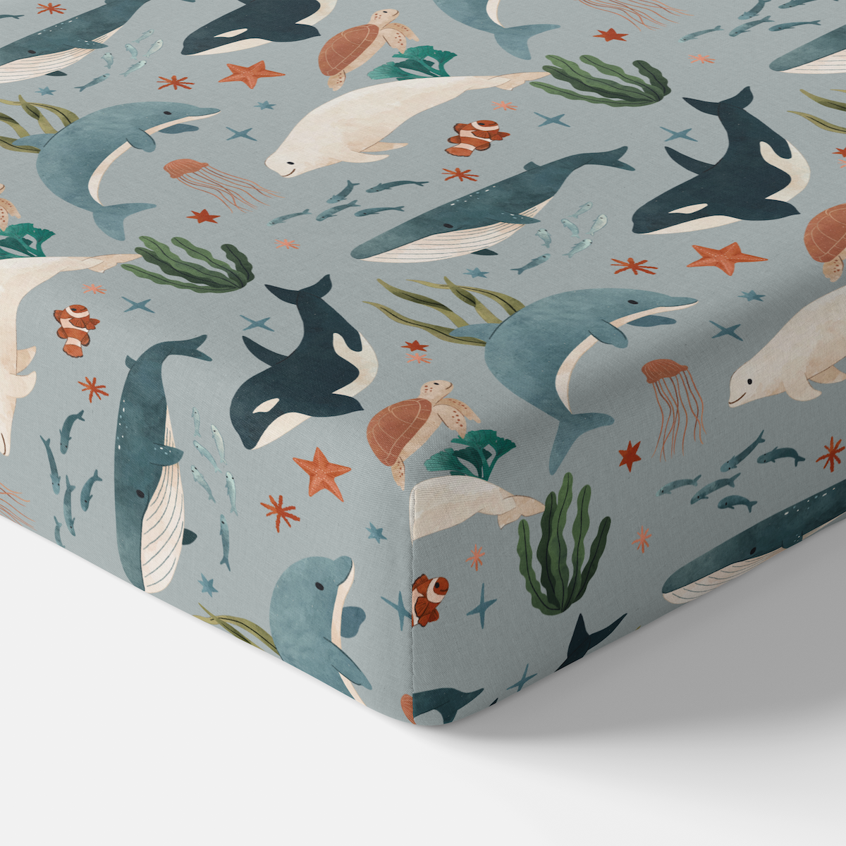 Fintastic Friends Crib Sheet - Soft Baby Crib Fitted Sheet with Ocean Theme | Perfect for Nursery, Baby Shower Gifts & Newborn Essentials