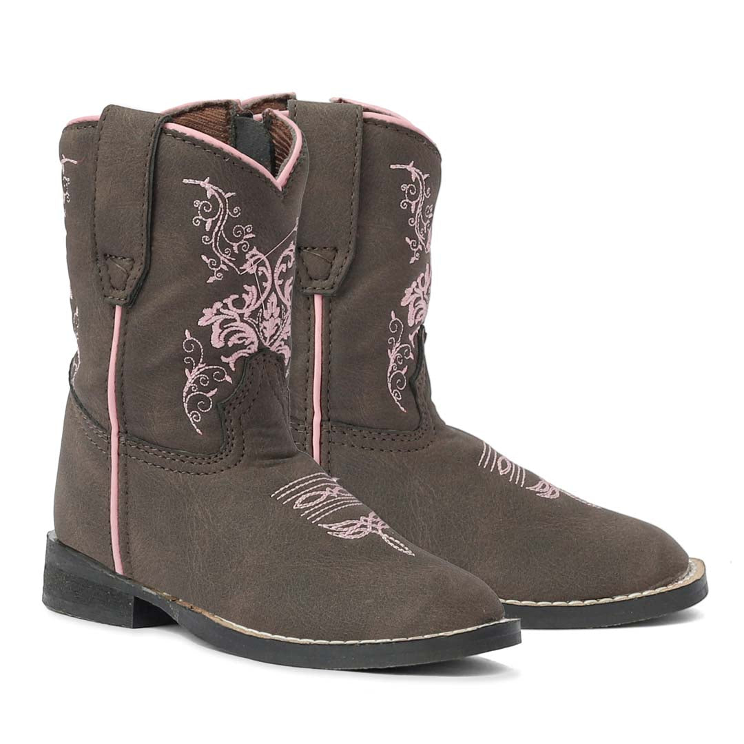 TuffRider Toddler Glacier Square Toe Western Boots - Kids Cowboy Boots for Boys & Girls - Durable Leather Riding Boots for Toddlers - Perfect for Rodeo, Horseback Riding & Western Style Outfits