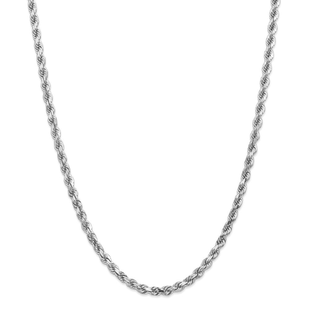 14K White Gold 4.5mm Diamond-Cut Rope Chain Necklace for Women - Elegant Layering Piece for Everyday Wear & Special Occasions