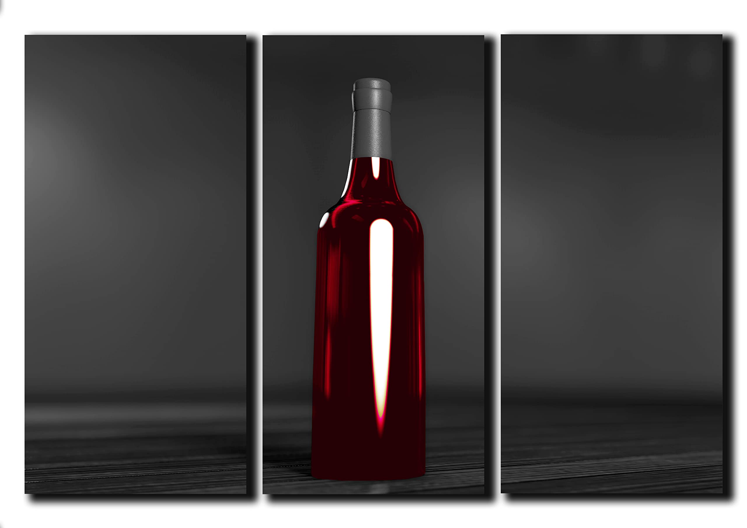 3-Piece Red Wine Wall Art Canvas Painting - Modern Kitchen & Dining Room Decor - Wine Bottle Theme Poster Print for Home Decoration | Perfect for Kitchen, Dining Room, Bar & Wine Cellar Wall Decor