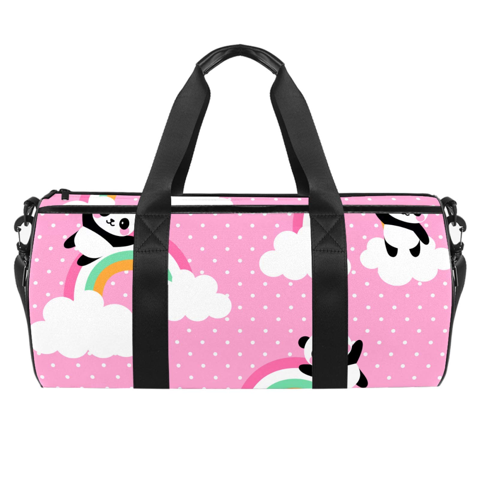 Dragon Sword Panda Print Rainbow Slide Duffle Bag - Fashion Travel Gym Sports Tote for Men & Women with Wet Pocket | Perfect for Gym, Travel & Outdoor Activities