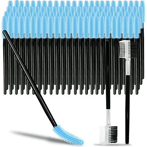Hisuper 102-Piece Disposable Silicone Eyelash & Eyebrow Brush Set - Mascara Applicator Wands for Professional Makeup Artists - Perfect for Salon, Home Use & Travel Makeup Kits