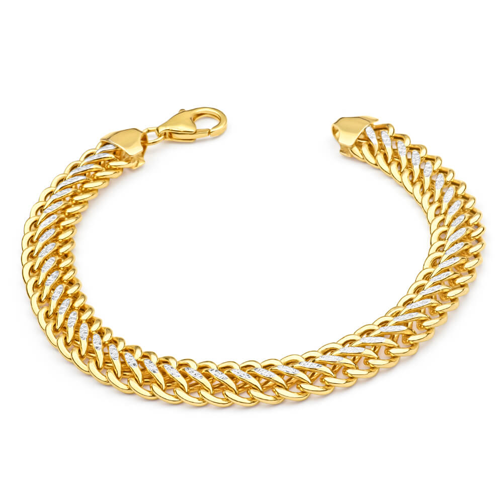 9ct Yellow Gold & White Gold Fancy Bracelet for Women - Elegant Stackable Bangle Jewelry for Parties, Weddings & Everyday Wear
