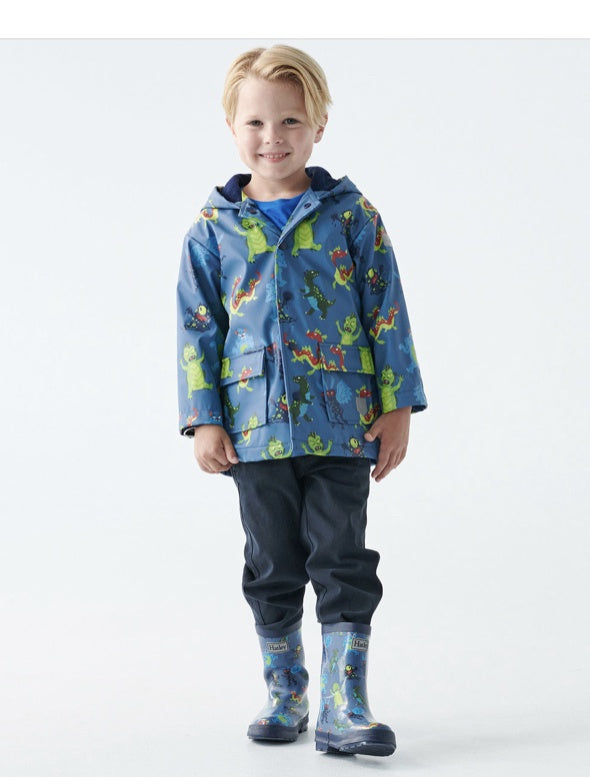 Hatley Color Changing Splash Jacket with Dinosaur Print - Waterproof Raincoat for Kids Outdoor Play & School Activities