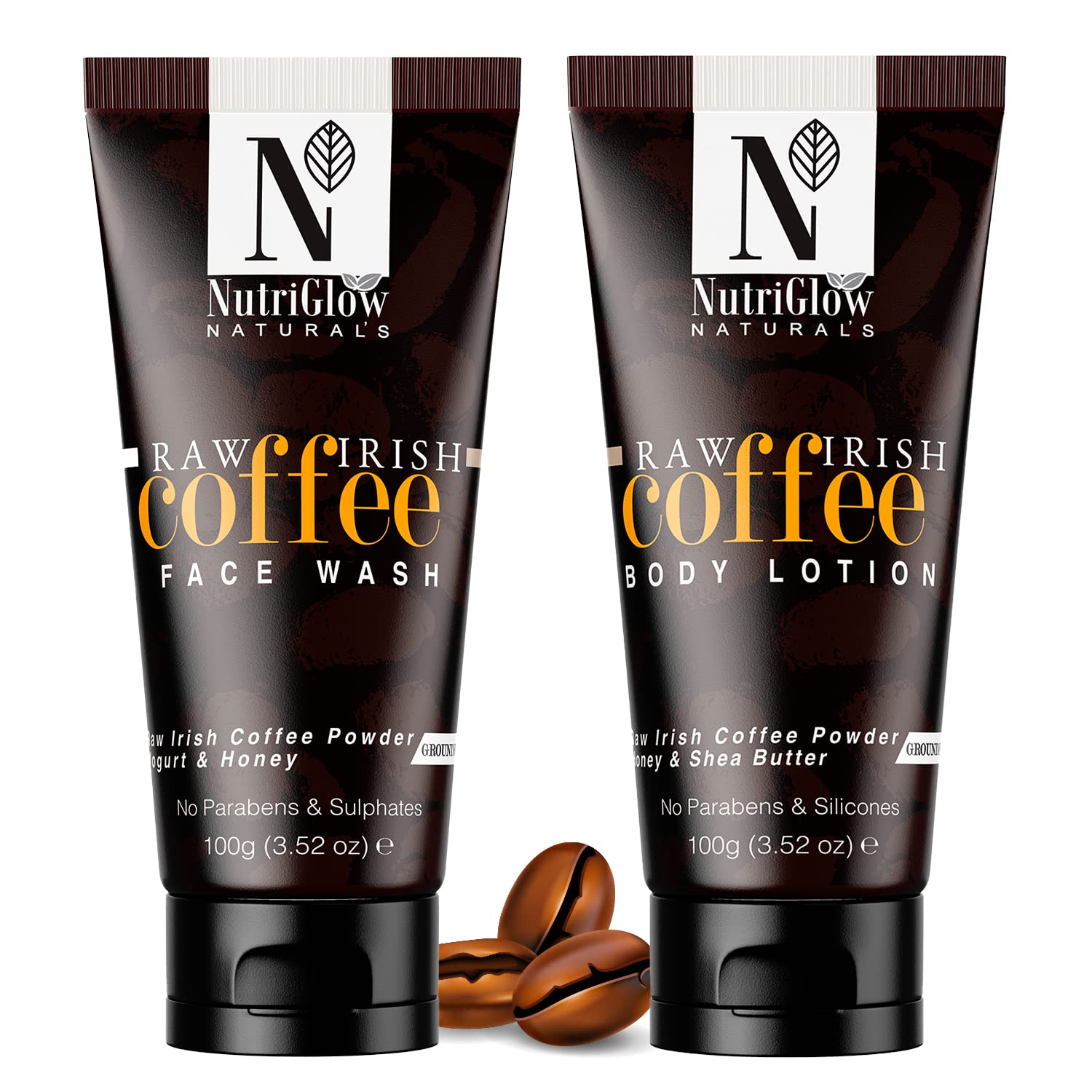 NutriGlow NATURAL'S Coffee Face Wash & Body Lotion Combo (100gm Each) for Glowing Skin - Natural Skincare Set for Daily Cleansing and Moisturizing - Perfect for Morning Routine and Spa Day at Home