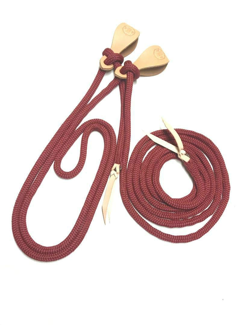 Premium Burgundy Mecate Rein Yacht Rope - Choose Natural, Black or Brown Slobber Straps for Equestrian & Horseback Riding
