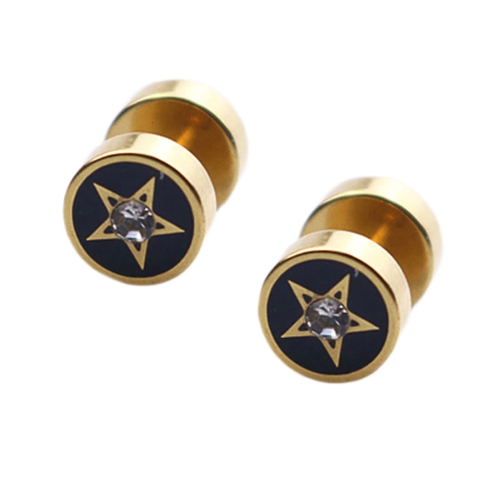 Stainless Steel Stud Earrings for Men & Women - Silver, Black, Gold Star with Cubic Zirconia White Stud Earrings Set | Hypoallergenic, Durable Jewelry for Everyday Wear, Parties & Gifts