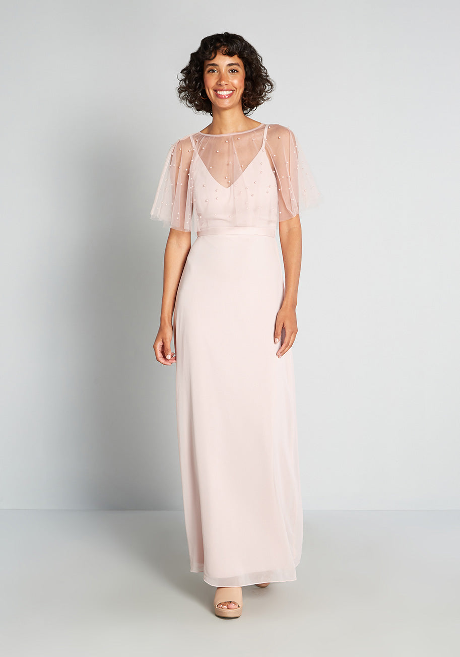 Elegant Misty Pink Maxi Dress for Women - Flowy Summer Beach Dress for Vacations, Weddings & Outdoor Parties