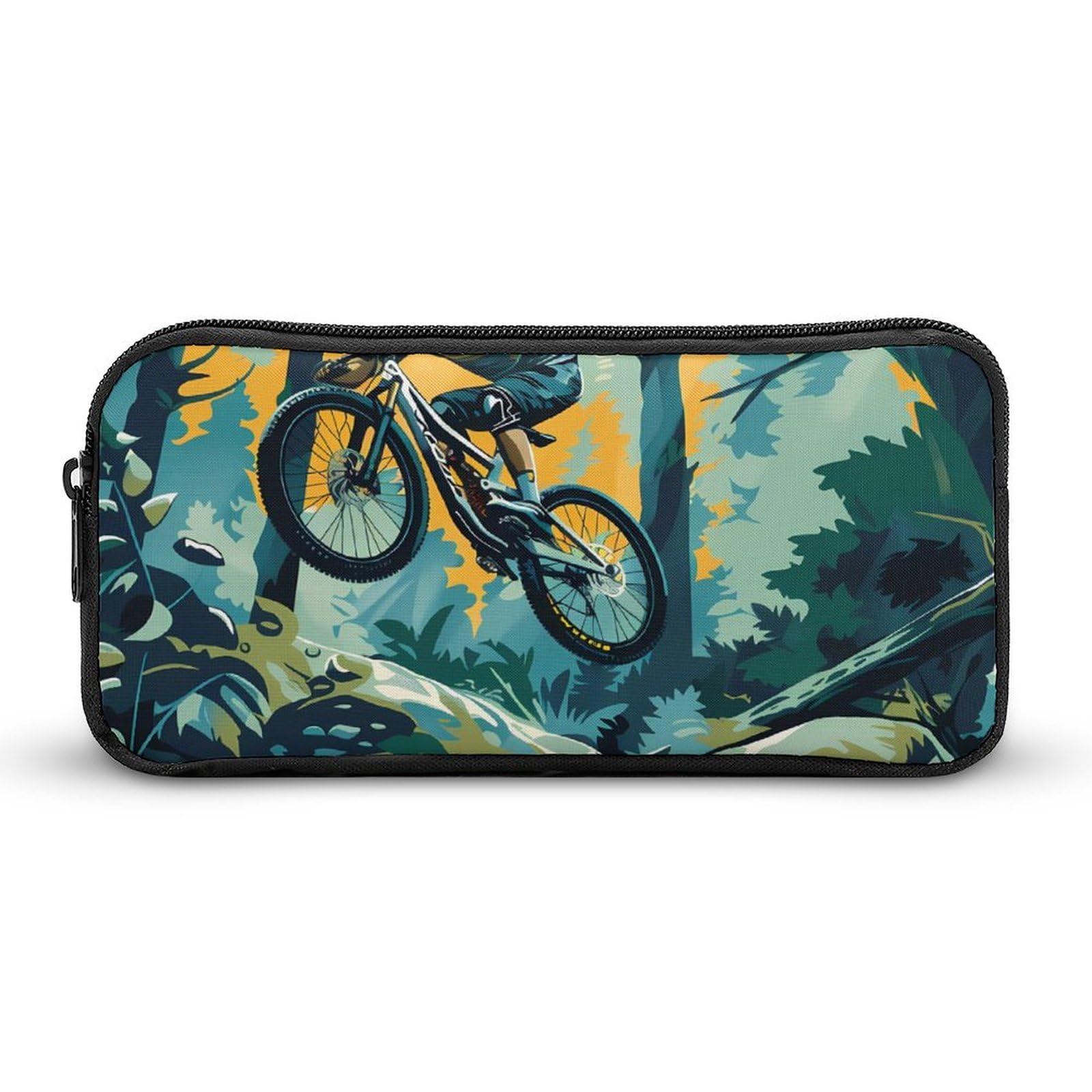 Durable Mountain Bike Biker Pencil Case - Large Capacity Storage Pen Pouch for School, Office & Travel - Perfect for Students, Professionals & Cyclists