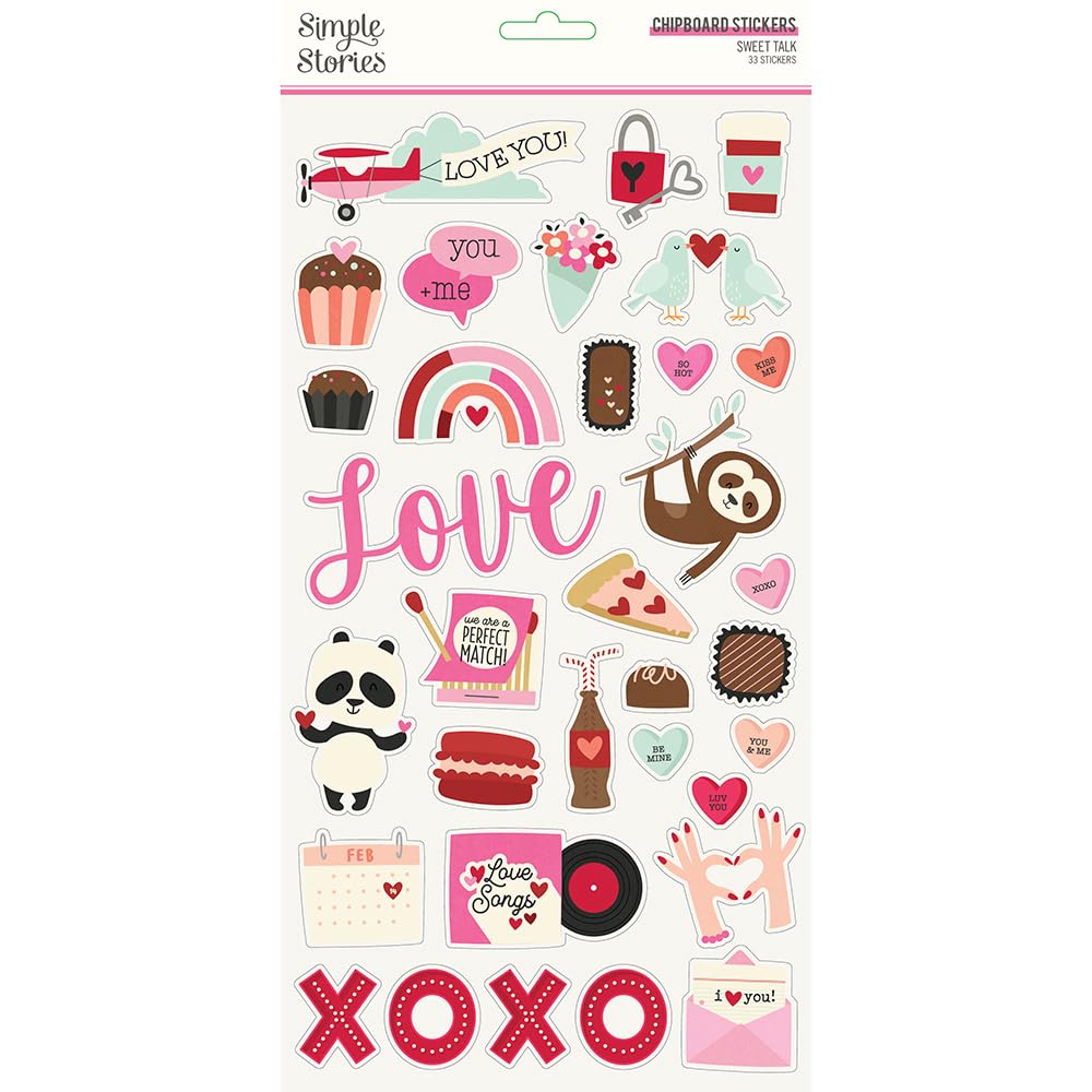 Sweet Talk Chipboard Stickers by Simple Stories - Scrapbooking, Journaling, DIY Craft Decorative Stickers for Cards, Albums & Planners