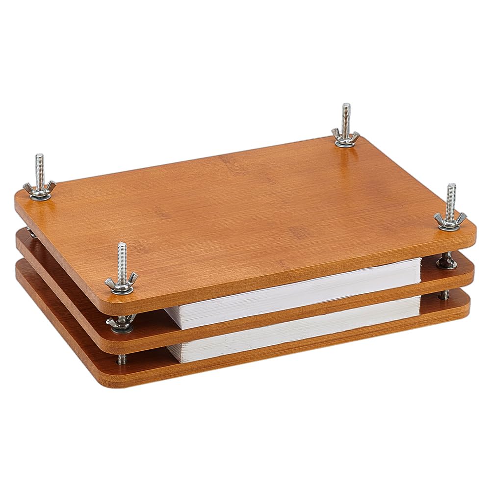 BENECREAT 11.2x7.7 Inch Wooden Book Press - Portable Bookbinding Machine with Iron Nut for DIY Book Repair, Scrapbooking & Journal Making - Perfect for Home, School & Office Craft Projects