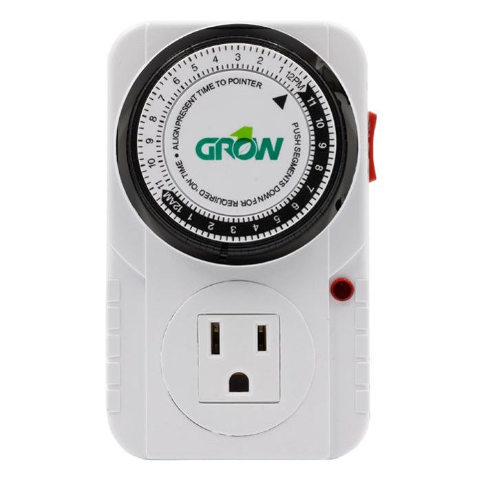 Grow1 120V Single Outlet Mechanical Timer - Programmable Light Switch for Indoor Plants, Hydroponics & Home Appliances | Energy Saving & Easy to Use