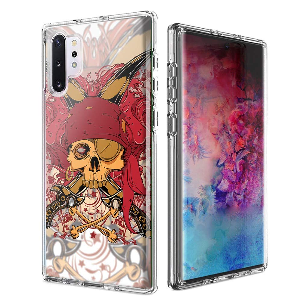 Samsung Galaxy Note 10 Plus Phone Case - Red Pirate Skull Design Double Layer Protective Cover | Shockproof & Durable | Perfect for Outdoor Adventures, Travel & Daily Use
