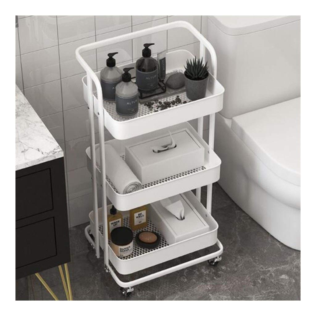 3-Tier Foldable Storage Cart with Wheels & Handle - Mobile Shelving Unit for Kitchen, Bathroom, Laundry Room - Space Saving Organizer for Small Spaces - Perfect for Storing Toiletries, Cleaning Supplies & Pantry Items