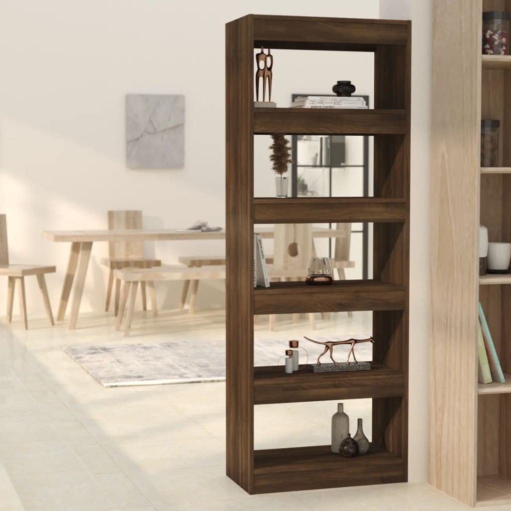 Brown Oak Bookcase with Room Divider - 23.6