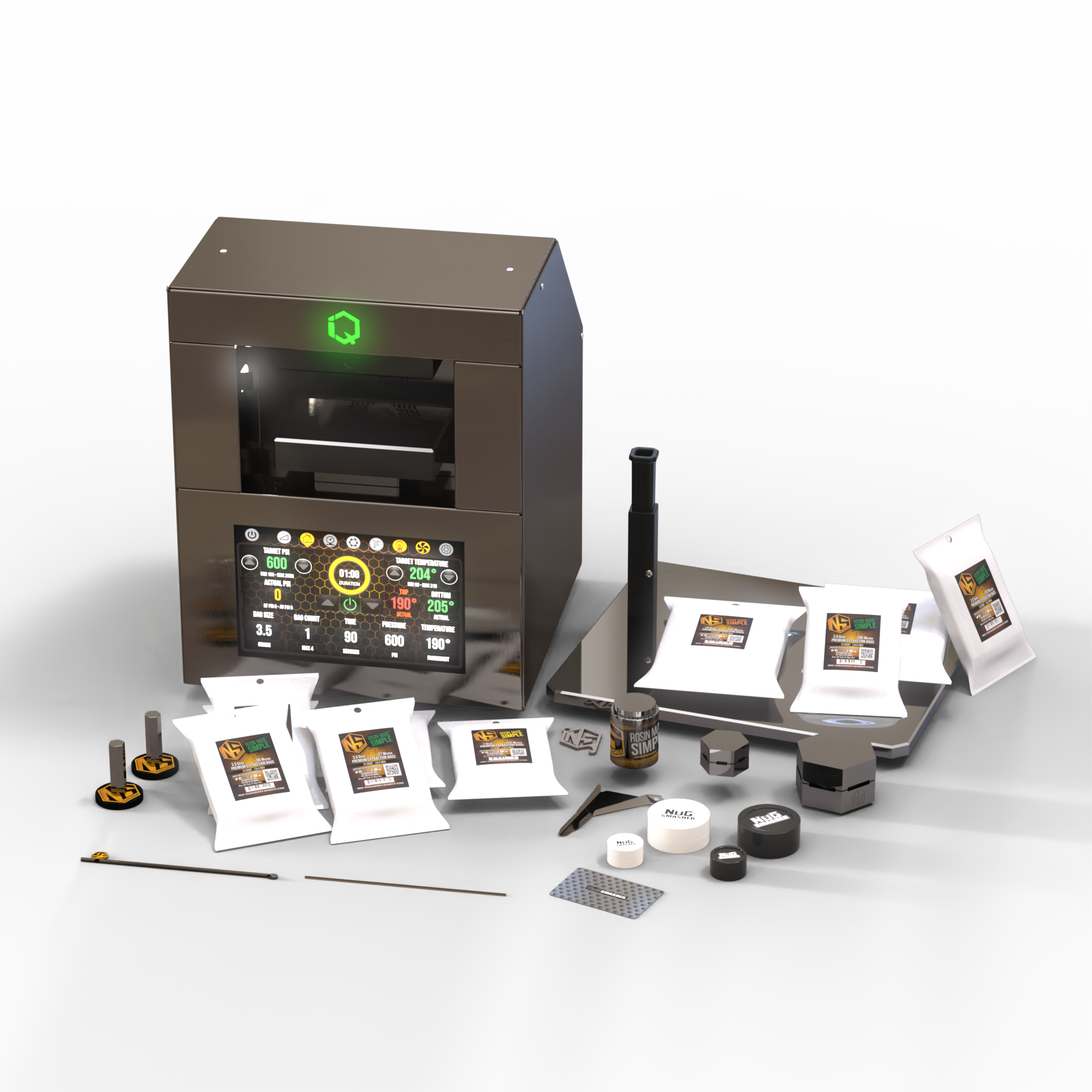 NugSmasher IQ 4 Ton Electric Rosin Press Kit with Essential Accessories - Perfect for Home Extraction, DIY Concentrates & Cannabis Processing