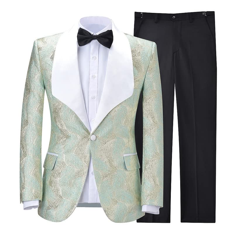 Men's Stylish Printed Two-Piece Suit Set - Slim Fit One-Button Blazer & Matching Pants | Wedding Groomsmen Attire, Casual Business Outfits & Special Occasion Wear