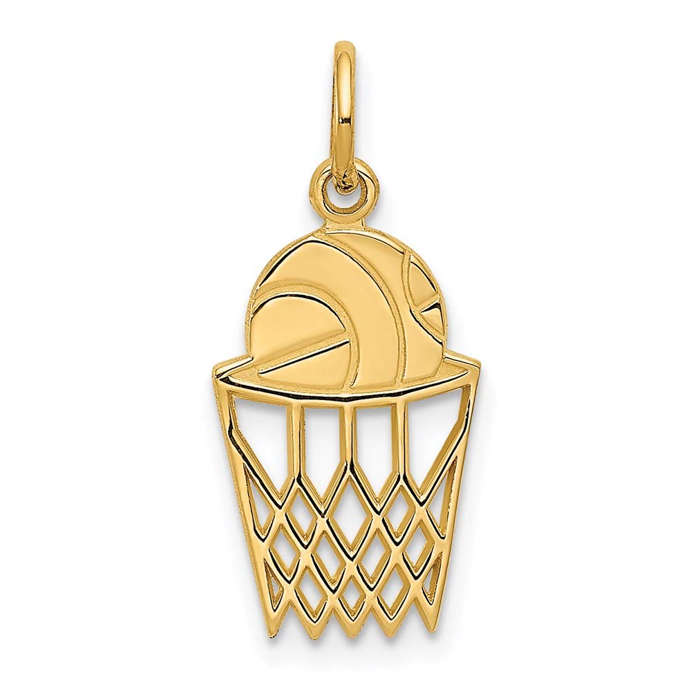 14k Yellow Gold Basketball Charm - Black Bow for Jewelry & Gifts
