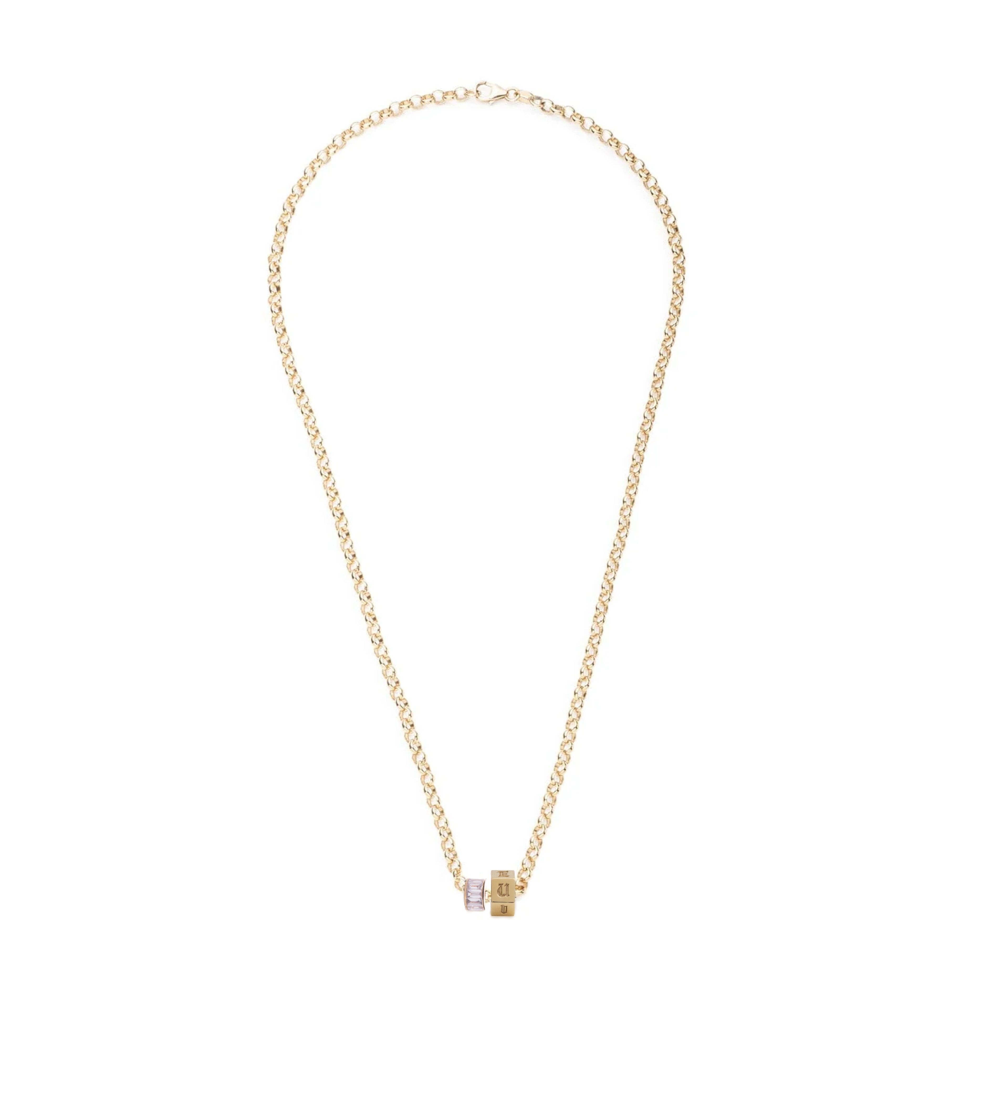 Engravable Faceted & Baguette Diamond Heartbeat Pendant - Medium Belcher Chain Necklace for Women | Perfect Anniversary Gift, Valentine's Day Present & Everyday Elegant Jewelry