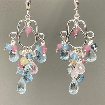 Aquamarine Sterling Silver Dangle Earrings for Women – Elegant Gemstone Chandelier Jewelry for Parties, Weddings & Special Occasions