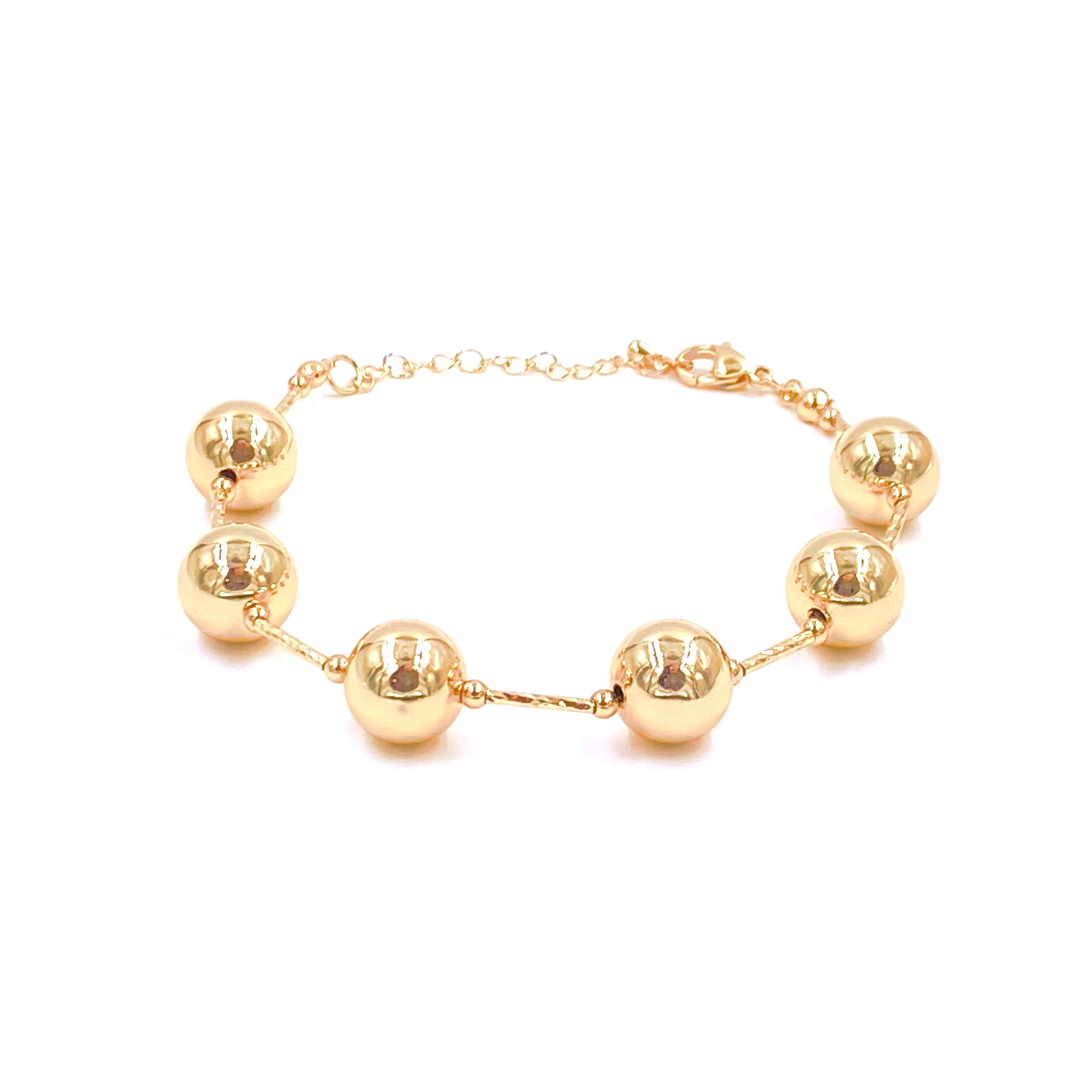 Ashley Gold Stainless Steel Gold Plated 6 Ball Beaded Clasp Bracelet for Women - Elegant Jewelry Gift for Birthday, Anniversary & Special Occasions