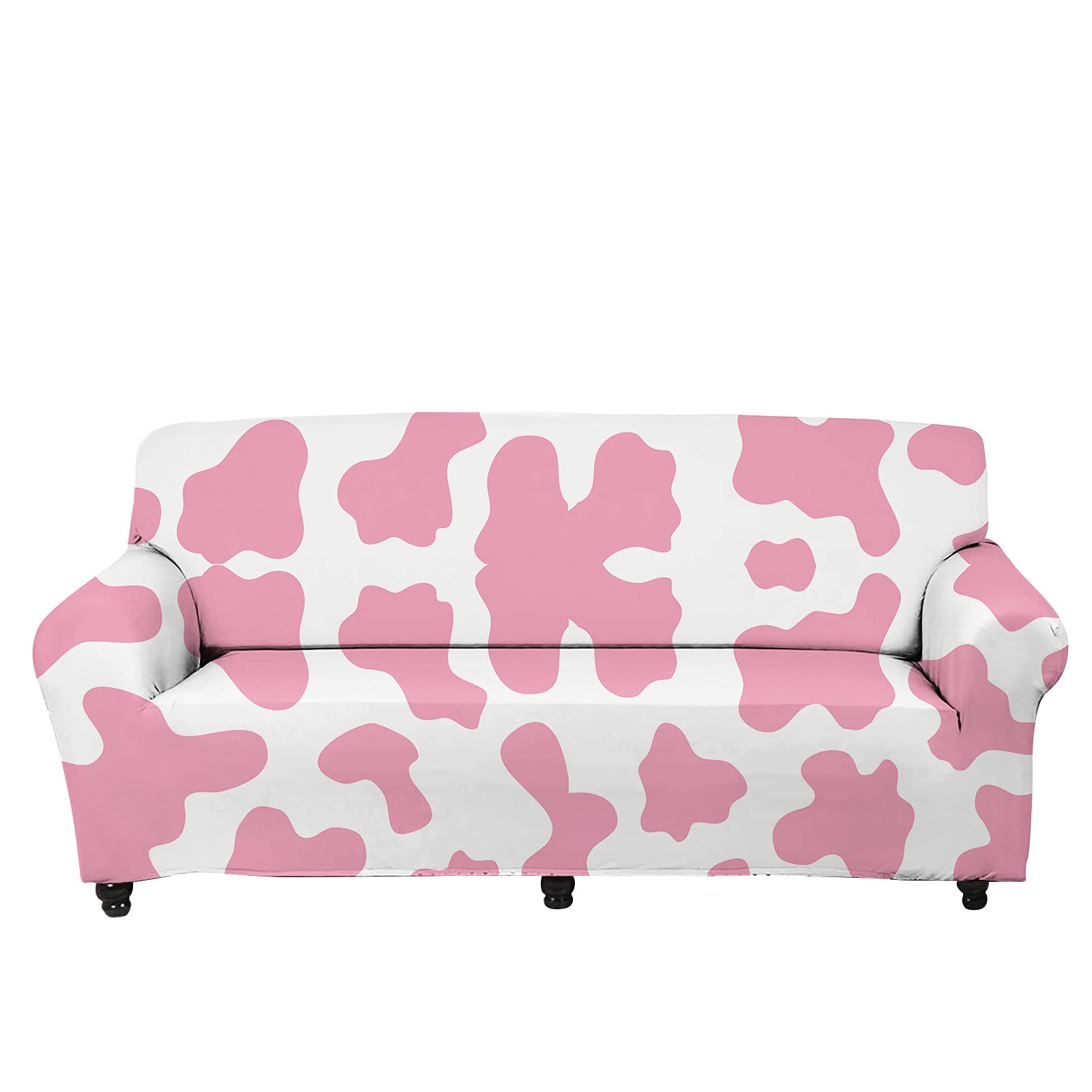 JOAIFO Pink Cow Print Stretch Sofa Cover - 1 Piece Non-Slip Couch Slipcover for Kids & Pets - Soft Foam Backing for Secure Fit - Perfect for Living Room, Nursery, or Pet-Friendly Spaces