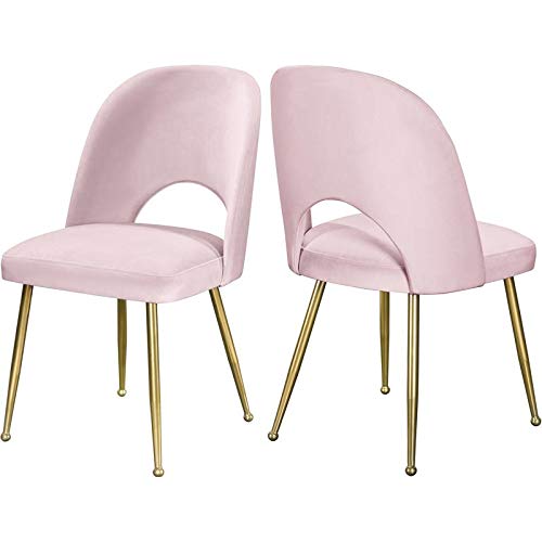 MAKLAINE Modern Pink Velvet Dining Chairs Set of 2 - Luxurious Upholstered Accent Chairs for Dining Room, Kitchen, or Breakfast Nook - Comfortable & Stylish Seating for Home Decor