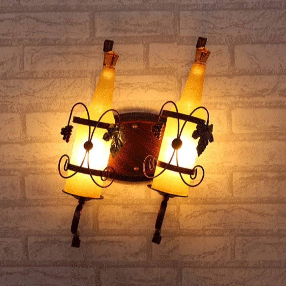 Modern Wall Sconce Light - Bedroom Night Light with Iron Frame, Wine Bottle Design for Coffee Bar & Wedding Decor - E27 Bulb Compatible, Starry Fairy Lighting for Aisle & Table Ambiance