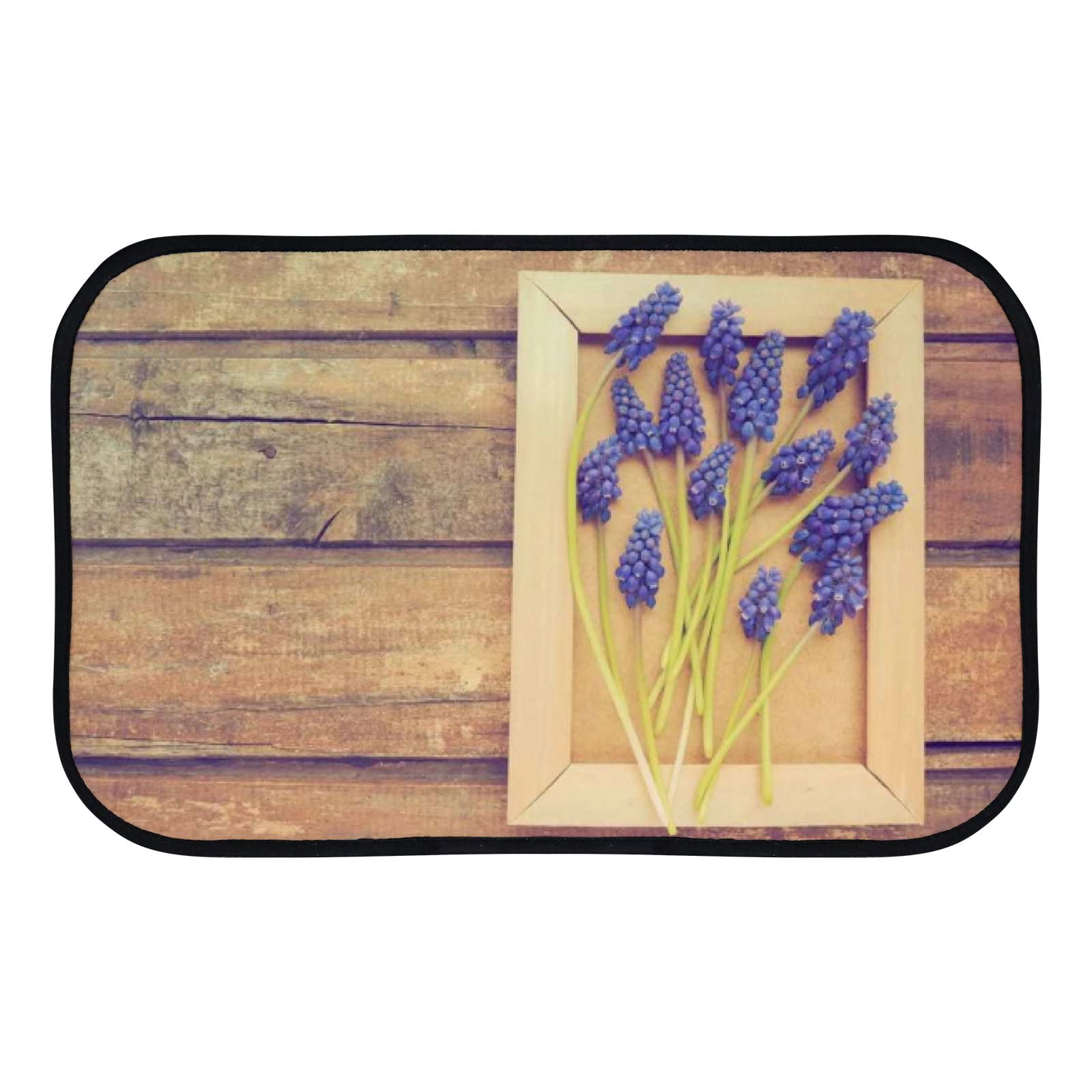 Soft Foam Area Rugs with Blue Floral Design - Non-Slip Washable Bath & Kitchen Mat for Indoor/Outdoor Use (36x24 Inches) - Perfect for Bathroom, Kitchen, Living Room & Patio Decor